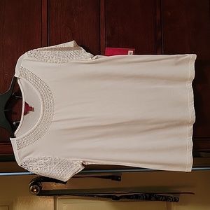 212 Collection Women's White Crochet Lace Short Sleeve Top Size Medium